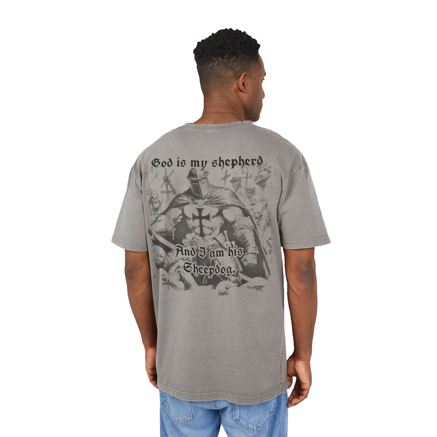 'God is My Shepherd' over-sized acid washed t-shirt