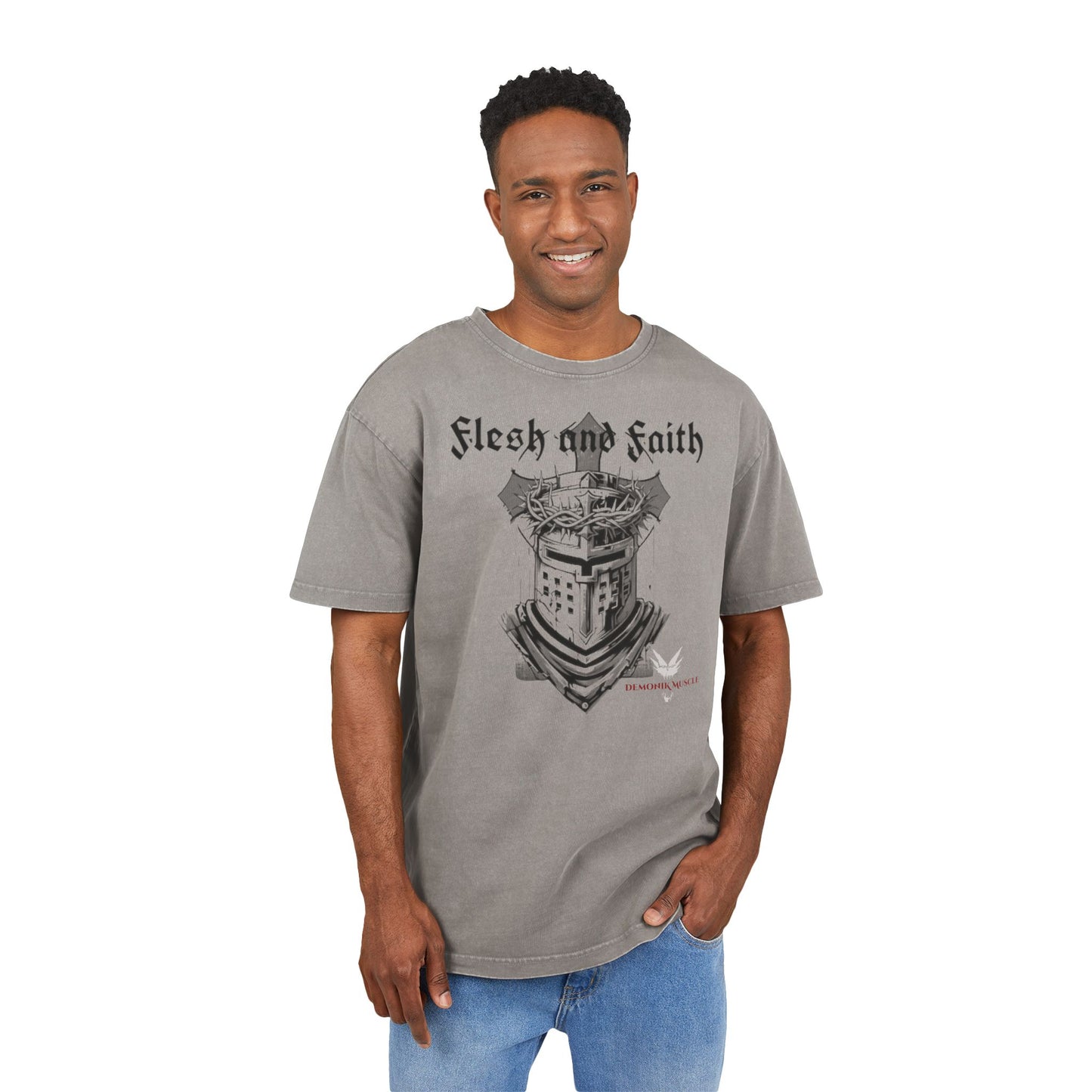 'God is My Shepherd' over-sized acid washed t-shirt