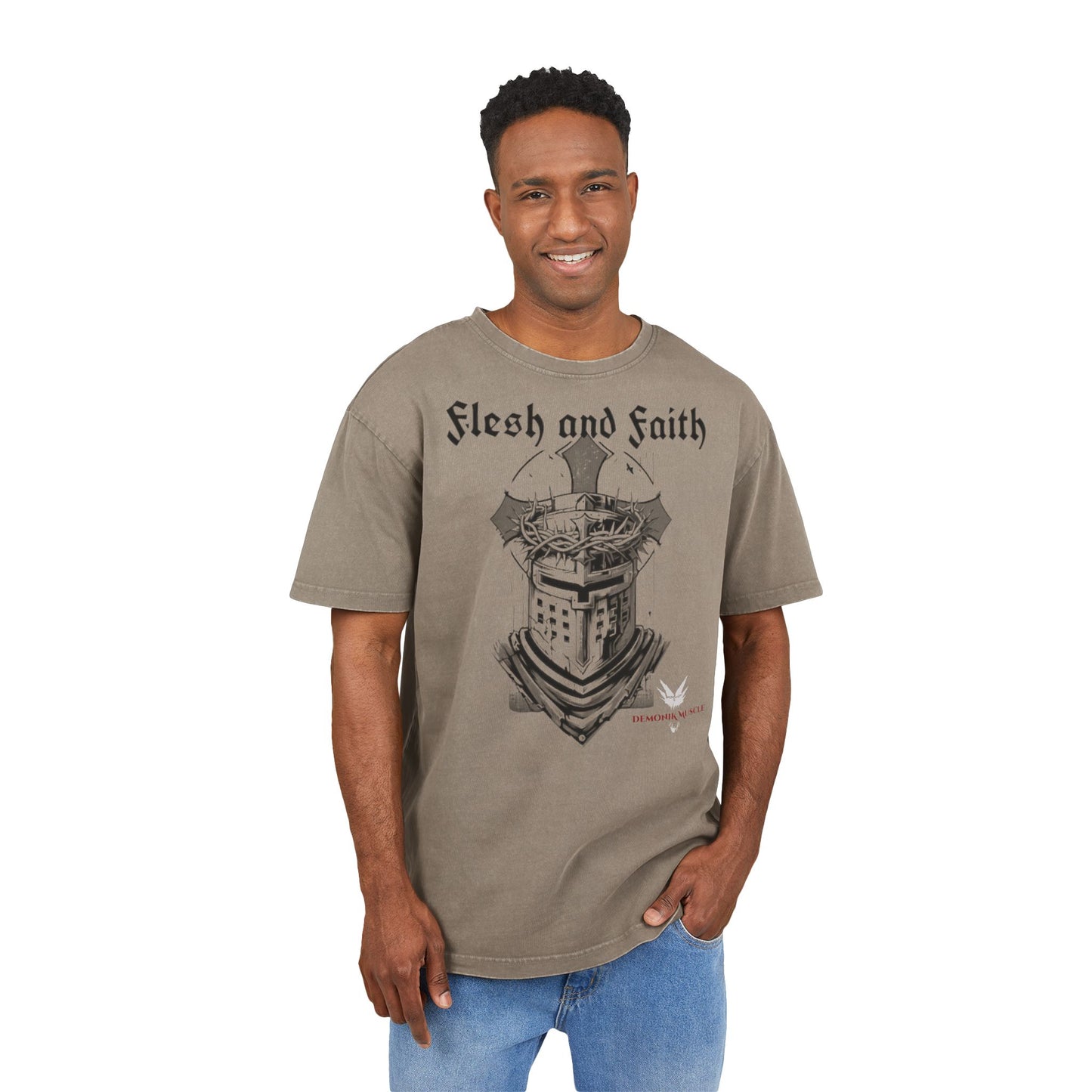 'God is My Shepherd' over-sized acid washed t-shirt