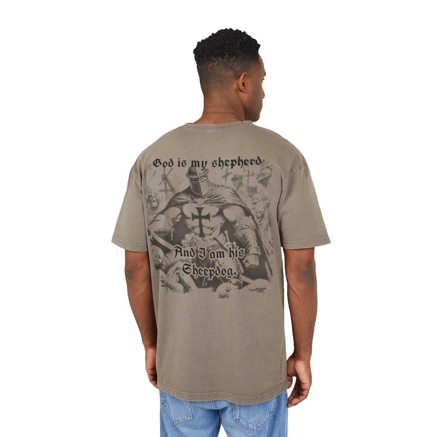 'God is My Shepherd' over-sized acid washed t-shirt